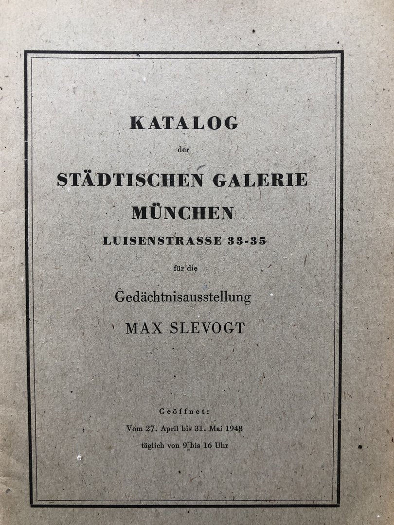 Cover von Katalog der Städtischen Galerie München für die Gedächtnisausstellung Max Slevogt